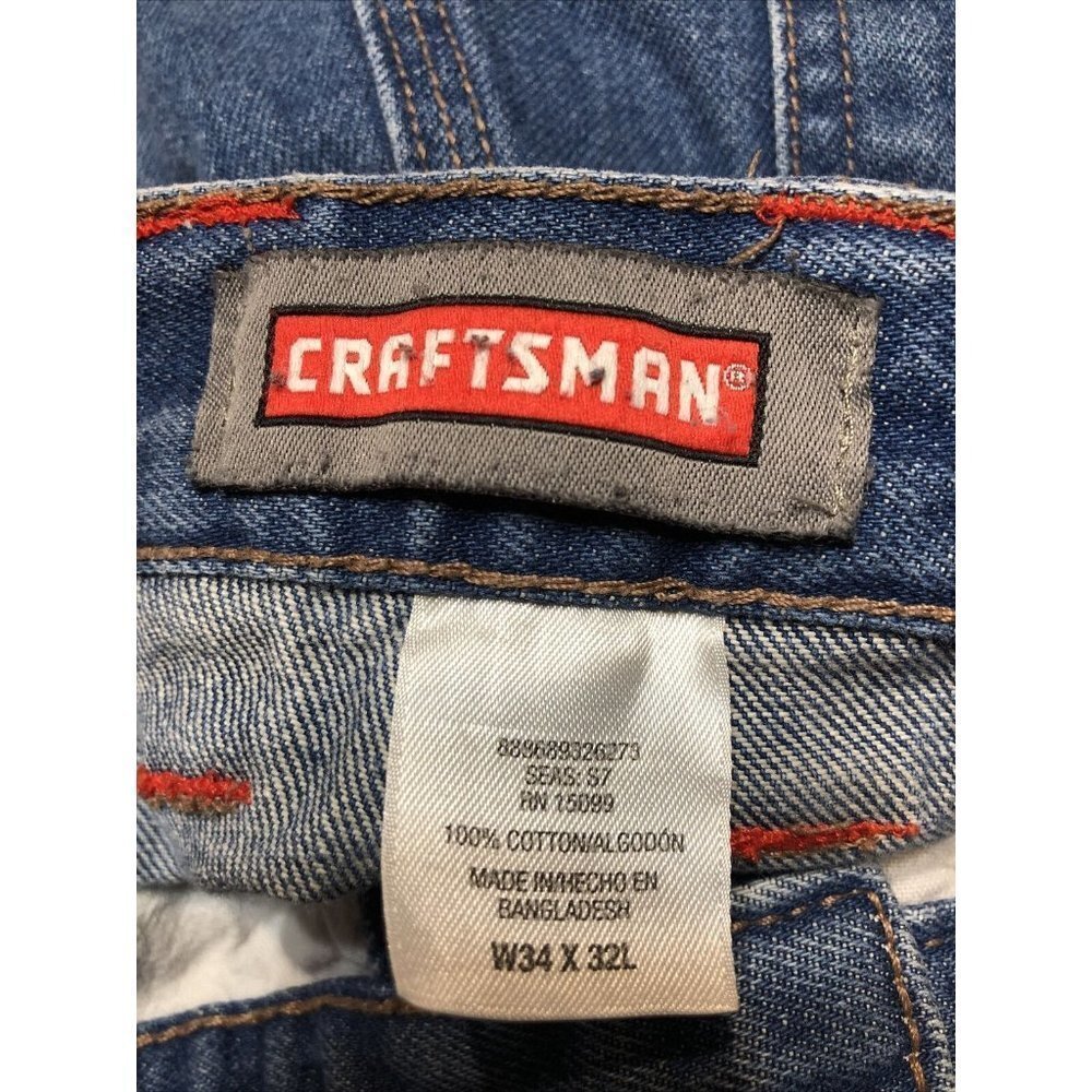Craftsman Mens 34X32 Blue Denim Straight Leg Cargo Carpenter Work Jeans - Picture 5 of 5